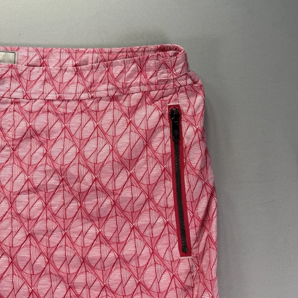 Ted Baker Swim Shorts Mens 6 Pink Geometric Zipper Pockets Trunks Boardshorts